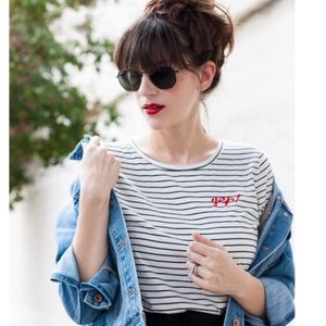BNWT! Striped embroidered yep! Tee shirt